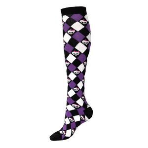 Monster High Womens/Ladies Argyle Skulls Knee High Socks / Purple